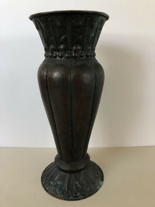 Antique Arts & Crafts Hammered Copper Vase Lillian Palmer ? 13” Tall 12