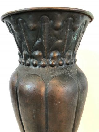Antique Arts & Crafts Hammered Copper Vase Lillian Palmer ? 13” Tall
