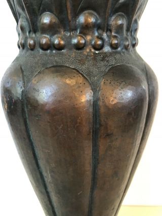 Antique Arts & Crafts Hammered Copper Vase Lillian Palmer ? 13” Tall 2