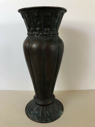 Antique Arts & Crafts Hammered Copper Vase Lillian Palmer ? 13” Tall 3