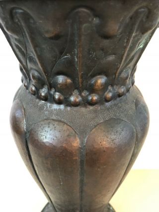 Antique Arts & Crafts Hammered Copper Vase Lillian Palmer ? 13” Tall 5