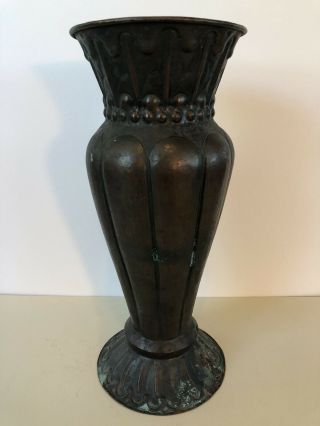 Antique Arts & Crafts Hammered Copper Vase Lillian Palmer ? 13” Tall 6