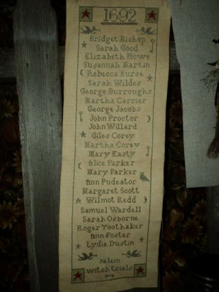The Primitive Needle Cross Stitch Salem Remembered Witch Trials Hand Dyed Floss