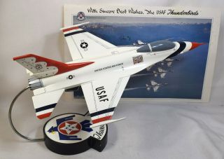 18 " Us Air Force Usaf Thunderbirds Air Acrobat Team Jet Plane On Stand,  W/photo