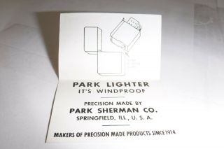 Vintage WWII Military Black Crackle PARK SHERMAN Lighter NIB 4 Barrel Hinge 11