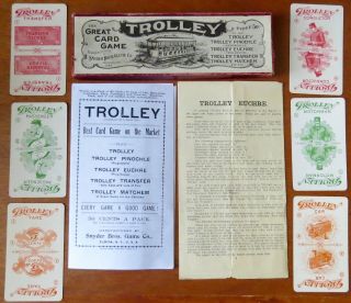 Antique 1904 Card Game - Trolley - Snyder Bros - Elmira,  Ny - Deluxe Ed