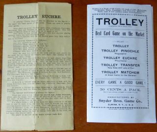 Antique 1904 Card Game - TROLLEY - SNYDER BROS - ELMIRA,  NY - DELUXE ED 3