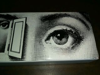 Fornasetti Milano Metal Wood Art Box trinket desk occhio con Finestra eye decor 3