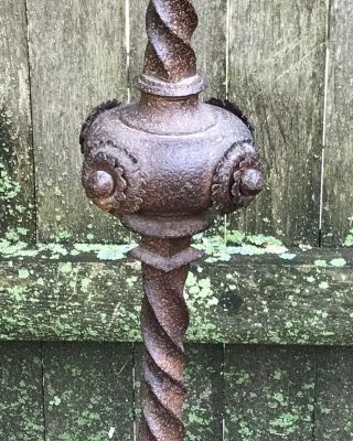 Antique Hand Forged Gothic Iron Floor Candlestick Holder Pricket Victorian 4
