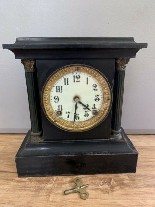 Antique Ansonia Clock Co Late 1800’s Cast Iron Mantle Clock,