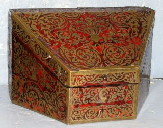 Antique 19c Boulle Stationary Letter Box Desk Red Shell Inlay Halstaff Hannaford