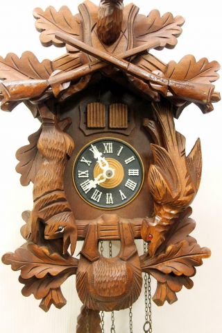 Old Large Clock Cuckoo Wall Clock Black Forest wit Carillon music box 42 cm hg. 2