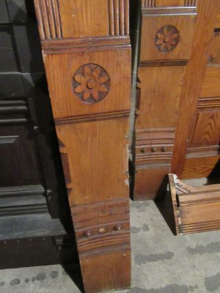 ANTIQUE CARVED OAK DOUBLE ENTRANCE FRENCH DOORS WITH MOLDINGS 77 X 122 9