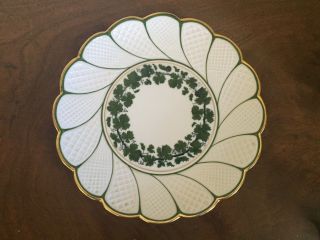 Antique German Meissen Porcelain Platter Plate Green Napoleon Ivy Gold Gilt Rim 2