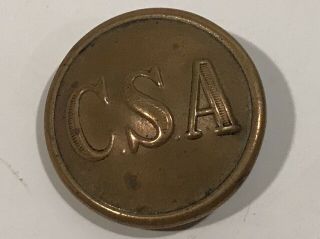Confederate Csa Civil War Brass Coat Button Markings Waterbury