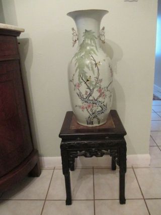 Antique Chinese Republic Famile Rose Porcelain Vase Bird Motif 22 .