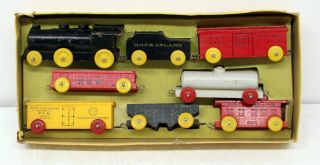 FA Strombecker National Fast Freight Wooden Train Set OB Vintage c.  1930 ' s 2