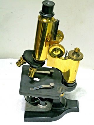 Vintage Spencer Brass Microscope Aloe Co W/spencer 3 Objective Lenses
