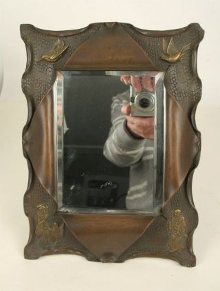 Bronze Arts & Crafts Japanesque Picture Frame Or Mirror - Exceptional