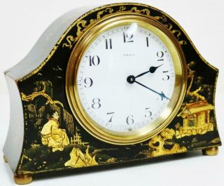 Antique French Timepiece Mantel Clock 8 Day Chinoiserie Decorated Desk Clock 2