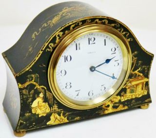 Antique French Timepiece Mantel Clock 8 Day Chinoiserie Decorated Desk Clock 3