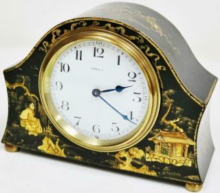 Antique French Timepiece Mantel Clock 8 Day Chinoiserie Decorated Desk Clock 5