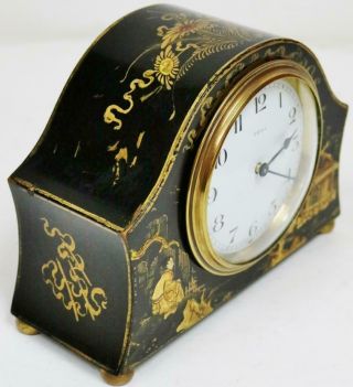 Antique French Timepiece Mantel Clock 8 Day Chinoiserie Decorated Desk Clock 6