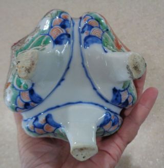 Antique Chinese Wucai Dragon Phoenix Porcelain Tripod Censer Signed 10