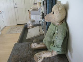 Old Vintage Primitive Jointed Tall Teddy Bear Long Nose Great Face Wonderful 3