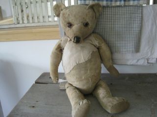 Old Vintage Primitive Jointed Tall Teddy Bear Long Nose Great Face Wonderful 5