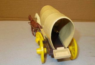 Marx Wagon Train Playset Brown Wagon,  Driver,  Cover,  Horses,  Accessories 3