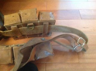 RARE WW1 Turkish Leather Ammo Pouches,  Belt And Shoulder Straps 2