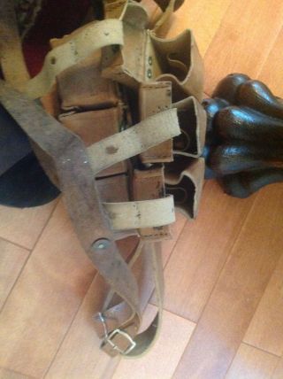 RARE WW1 Turkish Leather Ammo Pouches,  Belt And Shoulder Straps 3
