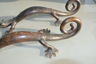 2 large GECKO brass door vintage old style house PULL handle 35cm aged curly B 4