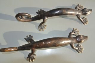 2 large GECKO brass door vintage old style house PULL handle 35cm aged curly B 7
