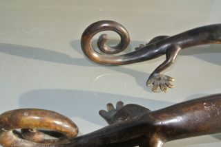 2 large GECKO brass door vintage old style house PULL handle 35cm aged curly B 8