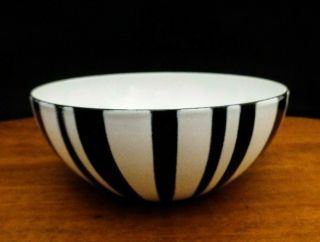 Rare Cathrineholm Norway Black /white Zebra Striped Sm Enamel Salad/cereal Bowl
