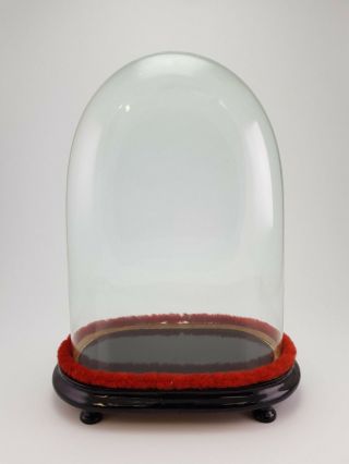 Antique Oval Hand Blown Glass Globe Display Clock Wooden Base