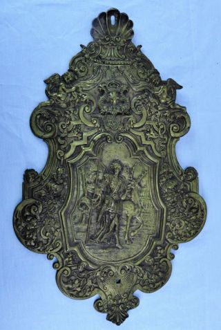 Antique Large Cast Bronze Herald Plaque Size: 22” X 14”,  Weight (bi Mk/180813)