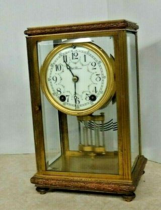 Antique Seth Thomas Empire 35 Chime Clock 8 Day Crystal Regulator