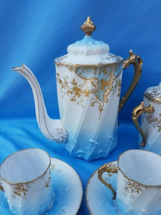 Antique French,  Rare Coffee Service,  Porcelain Limoges,  Stamped Bac And Perigault