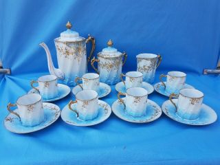Antique French,  Rare coffee service,  Porcelain Limoges,  Stamped Bac and Perigault 2