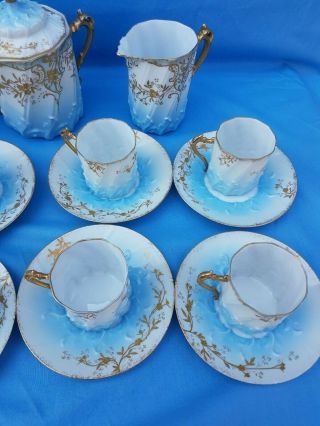 Antique French,  Rare coffee service,  Porcelain Limoges,  Stamped Bac and Perigault 8