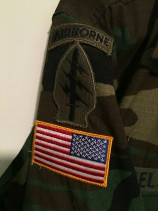 US Army Woodland Camo Shirt Coat Special Forces Airborne Badges CIB Ranger Diver 4