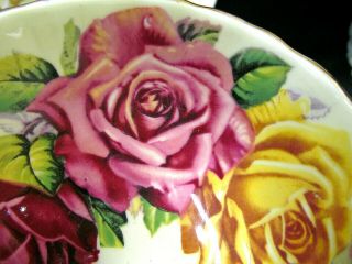 AYNSLEY tea cup and saucer oban Floating rose pink red teacup pattern yellow set 10