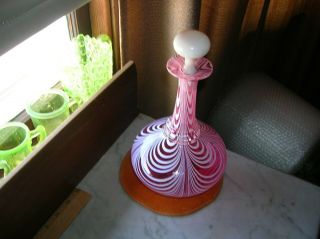 Antique Nailsea Decanter Pink & White Loops Xc 179.  00