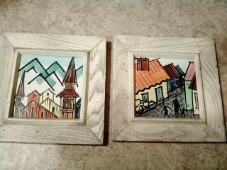 Harris G.  Strong Mid Century Modern Hand - Painted Ceramic Tiles