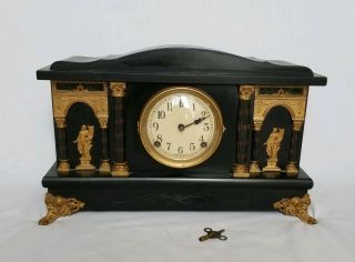 Rare Antique.  Eight Day Half Hour Cathedral Gong Clock.