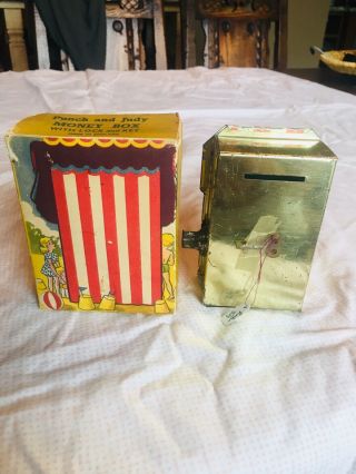 PUNCH AND JUDY MONEY BOX TIN Vintage BANK - PRICE CUT 3