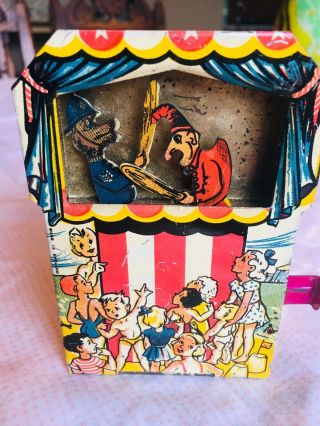 PUNCH AND JUDY MONEY BOX TIN Vintage BANK - PRICE CUT 9